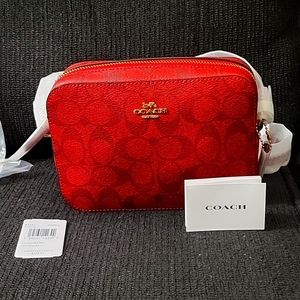 🆕Coach Mini Camera Bag in Signature Canvas Red